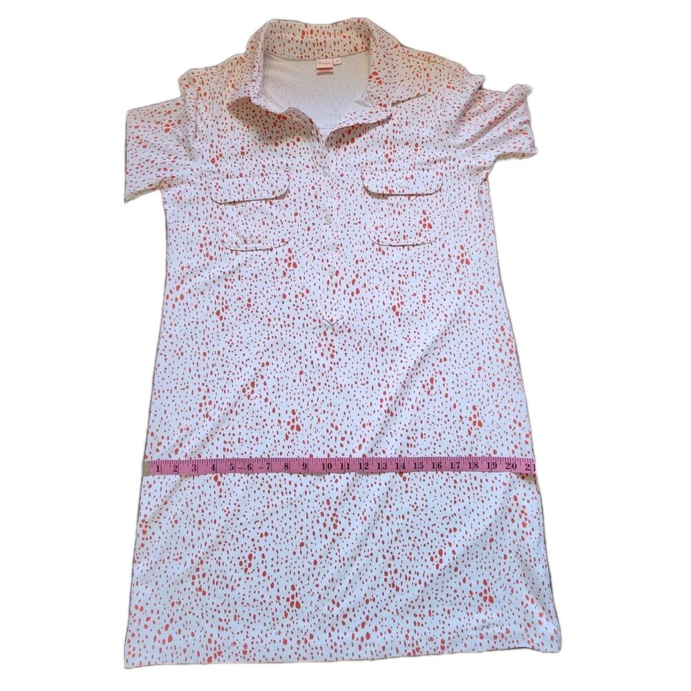 Persifor Shirt Dress M White Red Speckled Print Collared Button Front Pockets US - Picture 9 of 10